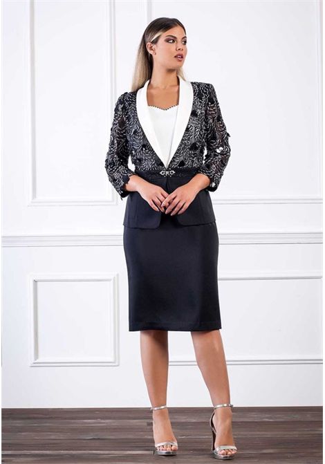 Tubino con Giacca in Tulle e Maxipaillettes Bianche e Nere BAGATELLE DREAM | Abiti | OTEBI 200532